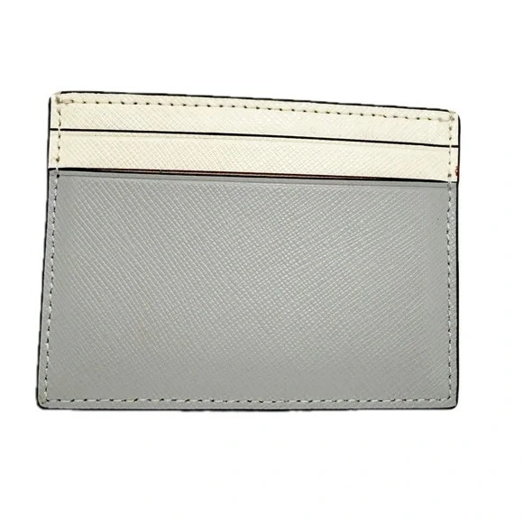 Kate Spade Madison Colorblock Saffiano Leather Slim Cardholder Cream/Plat. Gray - Picture 13 of 15